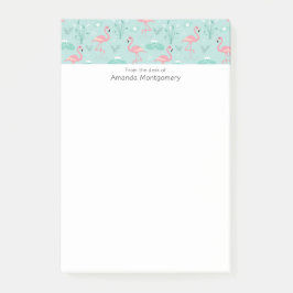 Pastellrosa Flamingos Grünes Muster Post-it Klebezettel