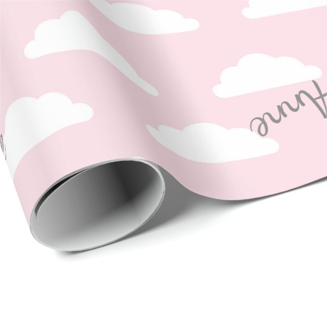 Pastellrosa Flaute Wolken benutzerdefinierte Nachr Geschenkpapier (Rolleneckpunkt)