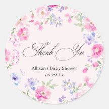 Pastellrosa Florale Babyparty Danke