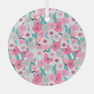 Pastellrosa florales abstraktes Muster Ornament Aus Glas