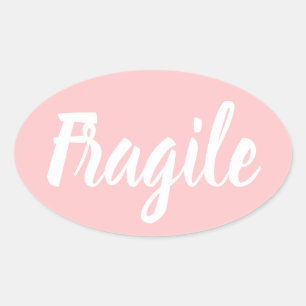 Pastellrosa fragile moderne, moderne Unternehmen Ovaler Aufkleber