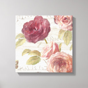 Pastellrosa-Franzose-Rosen Leinwanddruck