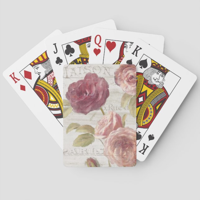 Pastellrosa-Franzose-Rosen Spielkarten (Rückseite)