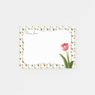 Pastellrosa-Frühlings-Tulpe-Blumenphotographie Post-it Klebezettel