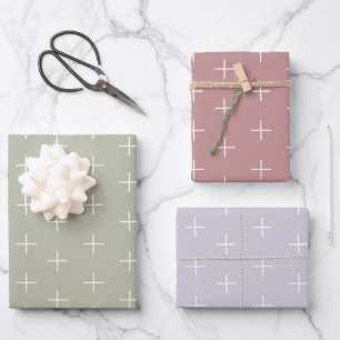 Pastellrosa, Frühlingsgrün, Lila Violett Pluszeich Geschenkpapier Set