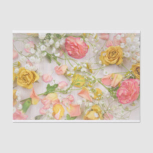 Pastellrosa Gelbe Rosen Seidenpapier