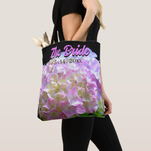 pastellrosa gelbe violette Hortensien Blumen Braut Tasche