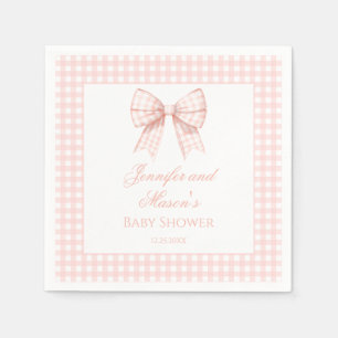 Pastellrosa Gingham Bugband Babydusche Serviette