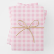 Pastellrosa Gingham-Geschenkpapierbögen