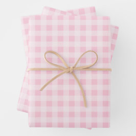 Pastellrosa Gingham-Geschenkpapierbögen Geschenkpapier Set