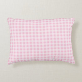 Pastellrosa Gingham Karo Dekokissen