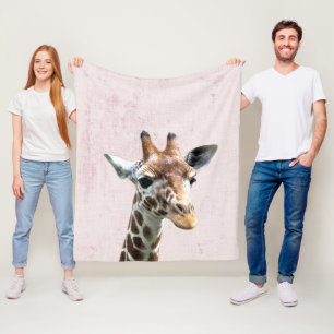 Pastellrosa Giraffe Peekaboo Minimalistisches Kind Fleecedecke