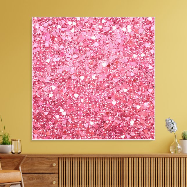 Pastellrosa Glitzer Leinwanddruck (Insitu (Wohnzimmer))