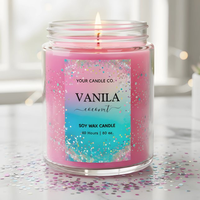 Pastellrosa Glitzer Stil Vertikale Kerzenmarken Lebensmitteletikett (Von Creator hochgeladen)