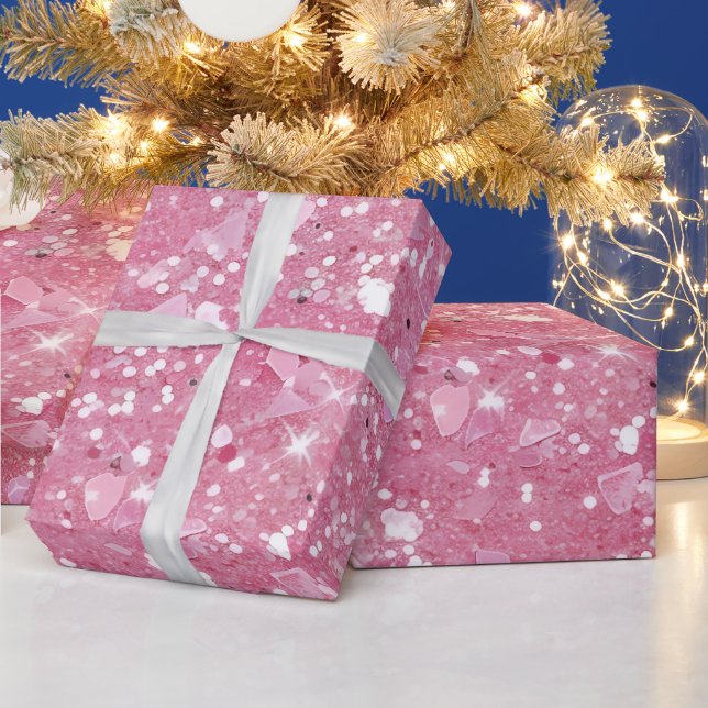 Pastellrosa Glitzer Wrapping Paper Geschenkpapier (Feiertage)