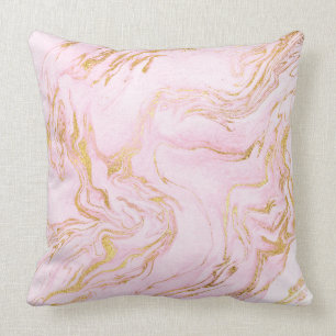 Pastellrosa-Goldweißer Marmor Vip Kissen