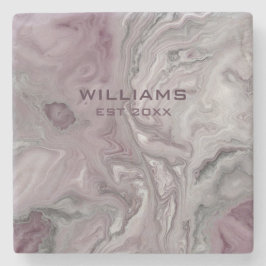Pastellrosa graue Marmorstruktur Personalisiert Steinuntersetzer