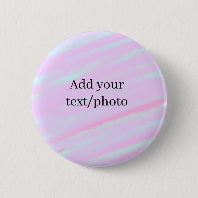 Pastellrosa grün Foto Text Wasserfarbe Retro  Button (Vorderseite)
