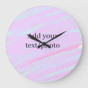 Pastellrosa grün Foto Text Wasserfarbe Retro  Große Wanduhr
