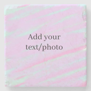 Pastellrosa grün Foto Text Wasserfarbe Retro Steinuntersetzer
