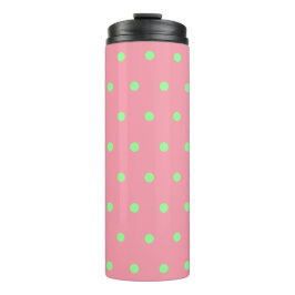 Pastellrosa Grüne Punkte Thermosbecher