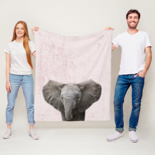 Pastellrosa Guck-Guck-Elefant Minimalistische Baby Fleecedecke