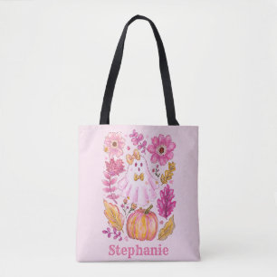 Pastellrosa Halloween-Geist mit individuellem Name Tasche