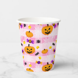 Pastellrosa Halloween-Muster Pappbecher