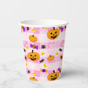 Pastellrosa Halloween-Muster Pappbecher