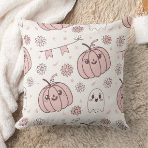 Pastellrosa Halloween Nahtloses Muster (2) Kissen