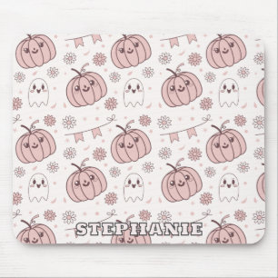 Pastellrosa Halloween Nahtloses Muster (2) Mousepad