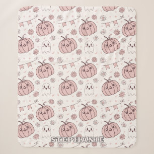 Pastellrosa Halloween Nahtloses Muster (2) Sherpadecke