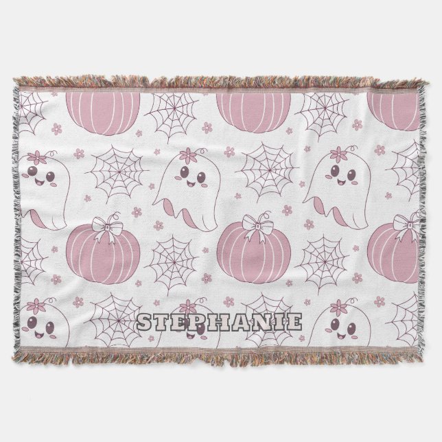 Pastellrosa Halloween Nahtloses Muster (3) Decke (Vorderseite)