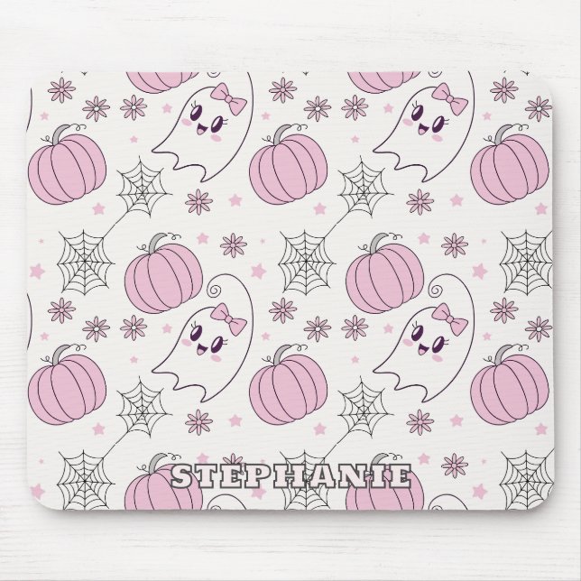 Pastellrosa Halloween Nahtloses Muster (4) Mousepad (Vorne)