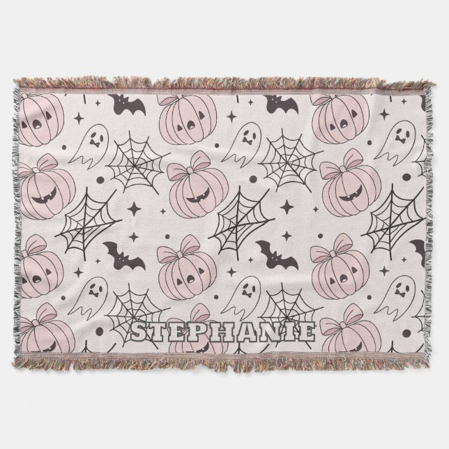Pastellrosa Halloween Nahtloses Muster (5) Decke (Vorderseite)