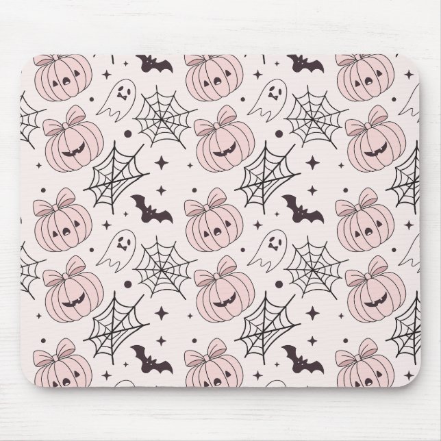 Pastellrosa Halloween Nahtloses Muster (5) Mousepad (Vorne)