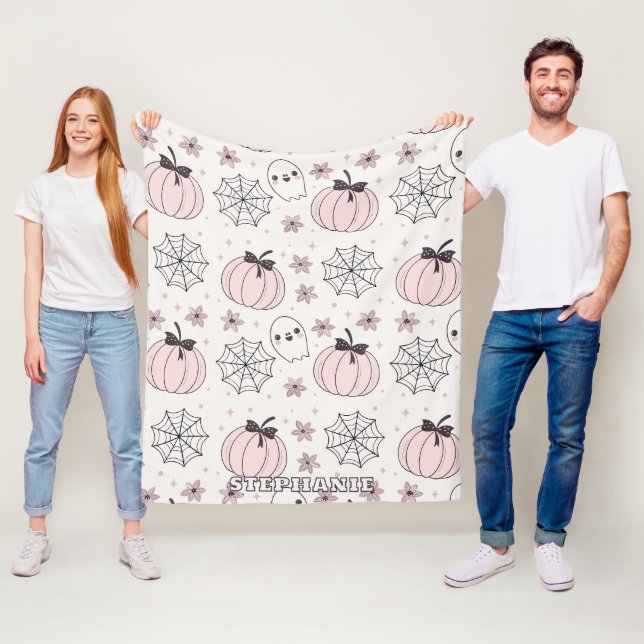 Pastellrosa Halloween Nahtloses Muster Fleecedecke (Beispiel)
