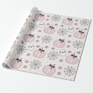 Pastellrosa Halloween Nahtloses Muster Geschenkpapier