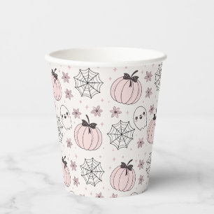 Pastellrosa Halloween Nahtloses Muster Pappbecher