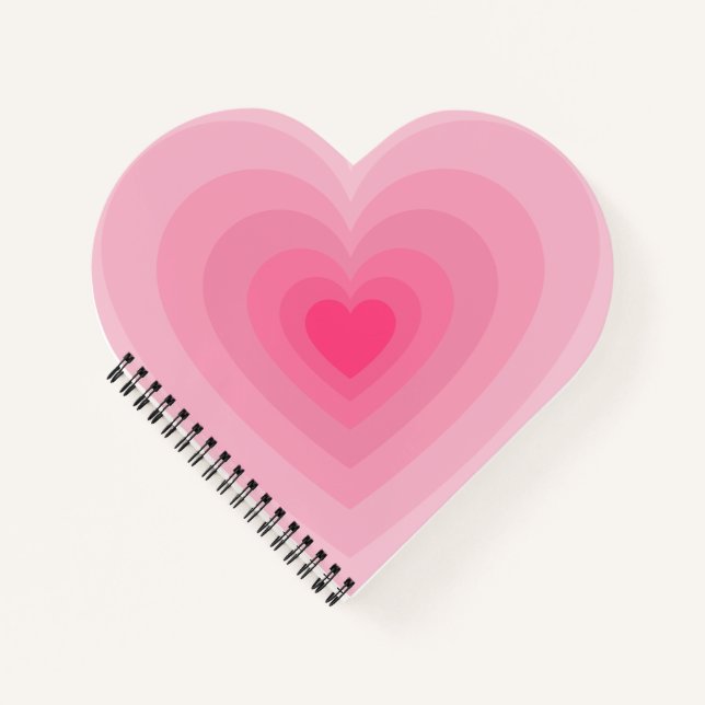 Pastellrosa Herzdesign - Modernes Symbol für Liebe Notizbuch (Vorderseite)