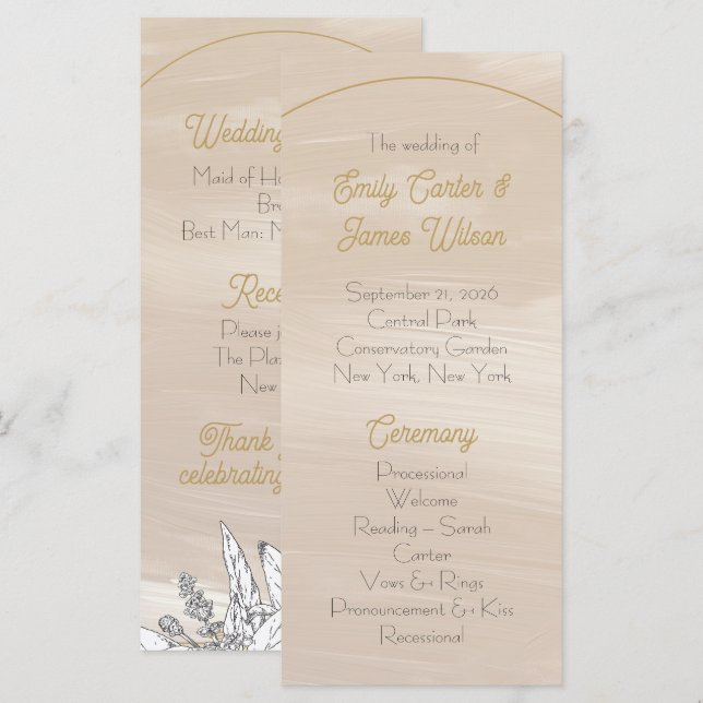 Pastellrosa Hochzeit Programm (Vorne/Hinten)