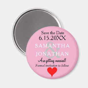 Pastellrosa Hochzeit Termin merken Herz Magnet