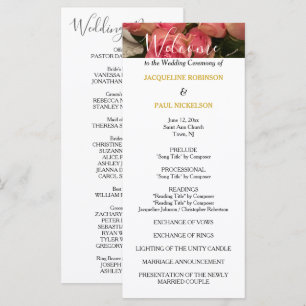 Pastellrosa-Hochzeitsprogramm Gold Programm