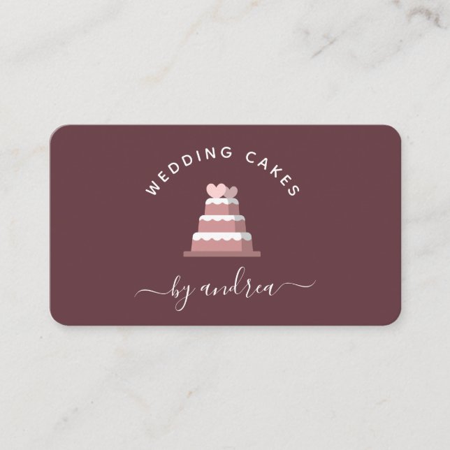 Pastellrosa Hochzeitstorte Minimalistisch Visitenkarte (Vorderseite)