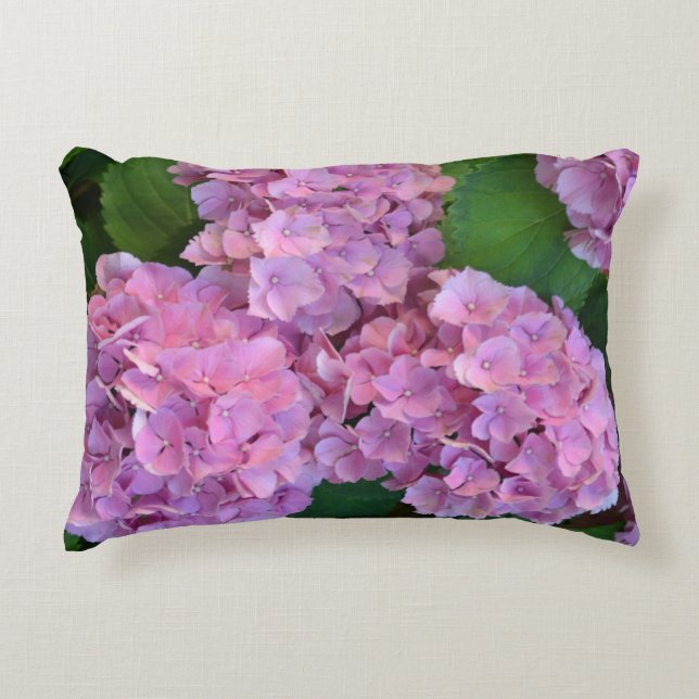 Pastellrosa Hortensia Hydrangea Blume Dekokissen (Vorderseite)