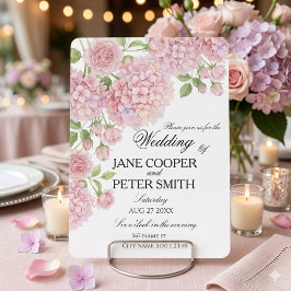 Pastellrosa Hortensien und Rosen Budget-Hochzeit Einladung