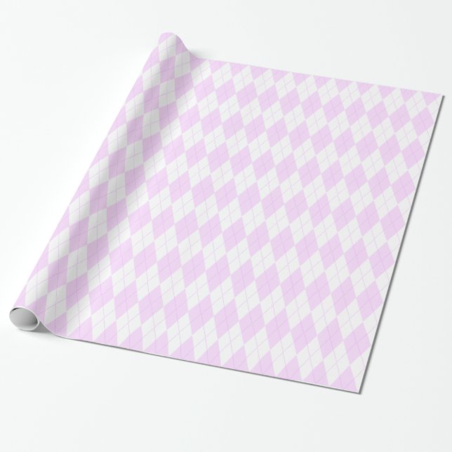 Pastellrosa-kariertes Rauten-Muster Geschenkpapier (Ungerollt)