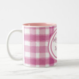 Pastellrosa Karo individuell Zweifarbige Tasse