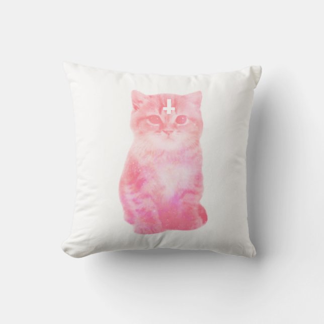 Pastellrosa-Katzen-Kissen Kissen (Vorderseite)