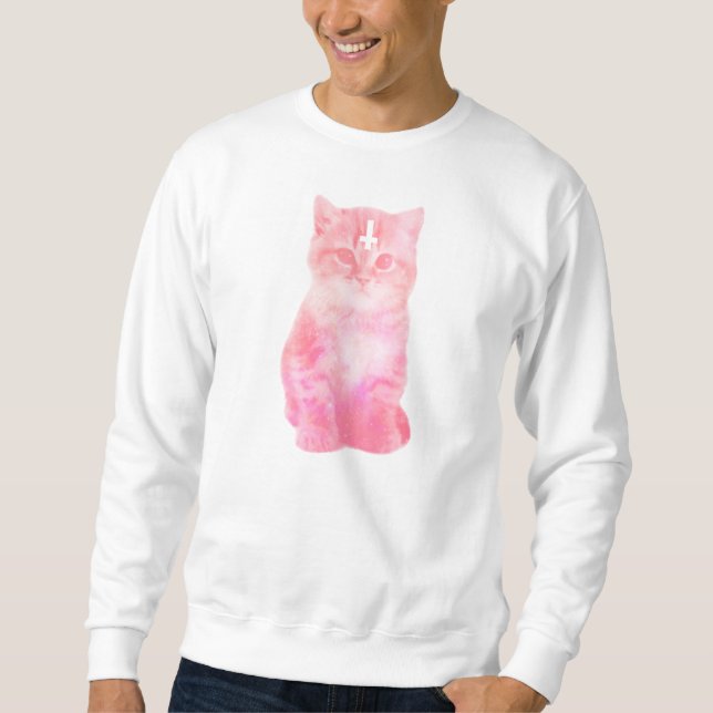 Pastellrosa-Katzen-Sweatshirt Sweatshirt (Vorderseite)